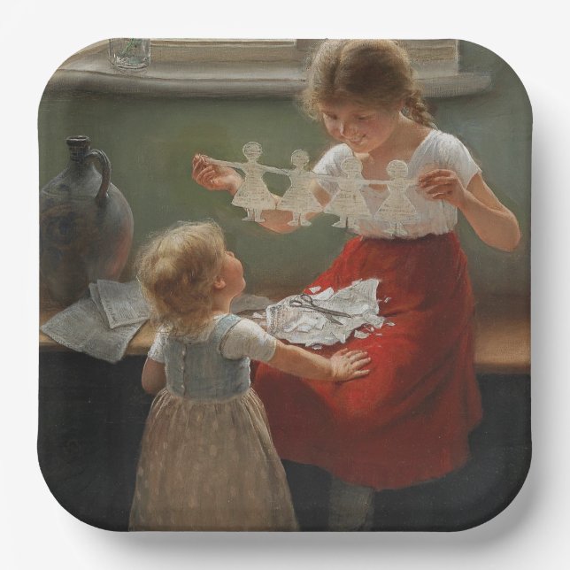 Kinder Silhouetten machen (Niedliche Kinder spiele Pappteller (Vorderseite)