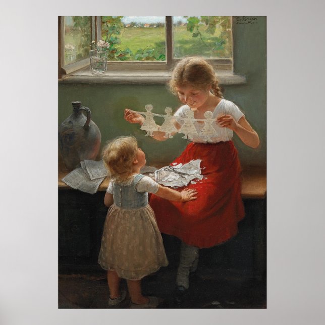 Kinder Silhouetten machen (Niedliche Kinder spiele Poster (Vorne)