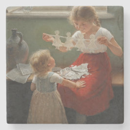 Kinder Silhouetten machen (Niedliche Kinder spiele Steinuntersetzer