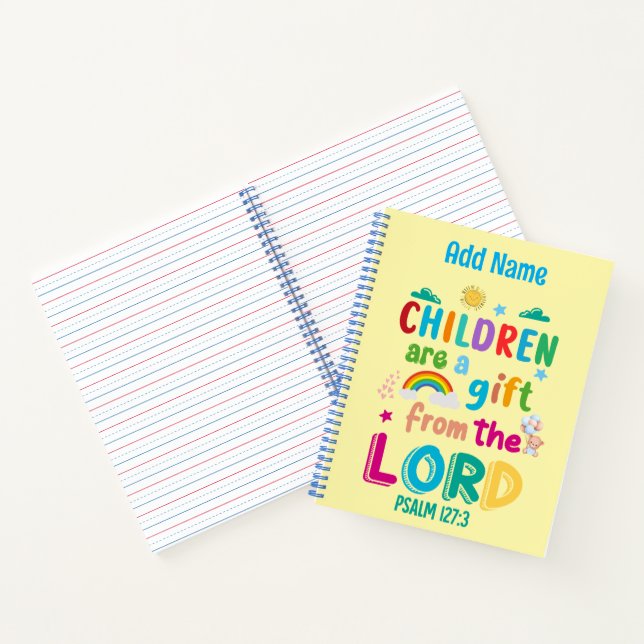 "Kinder sind ein Geschenk des Herrn" (Junge-Blau) Notizbuch (Innenseite)