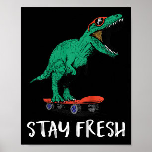 Kinder Skateboard fahren T-Rex Skater Dinosaurier Poster