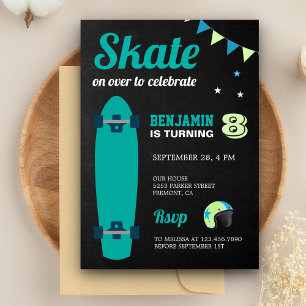Kinder-Skateboard-Geburtstagsfeier Einladung