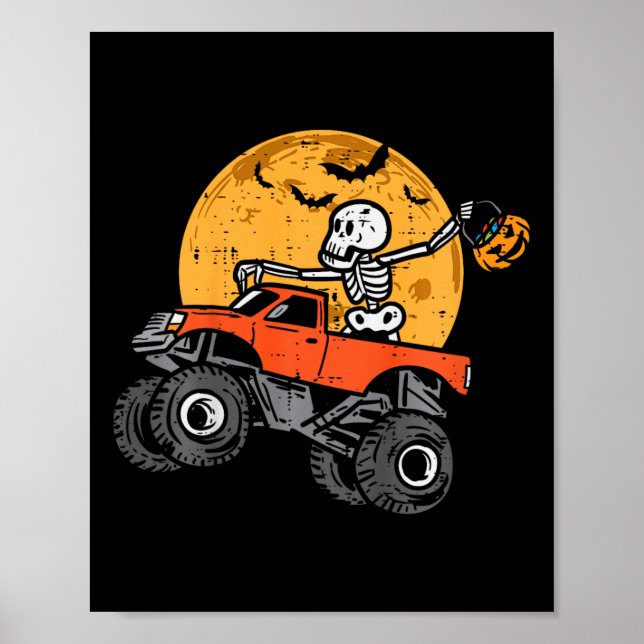 Kinder Skeleton Monster Truck Moon Candy Kleinkind Poster (Vorne)