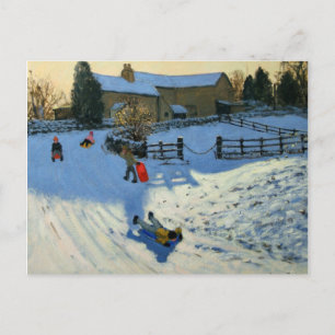 Kinder Sledging Monyash Derbyshire Postkarte
