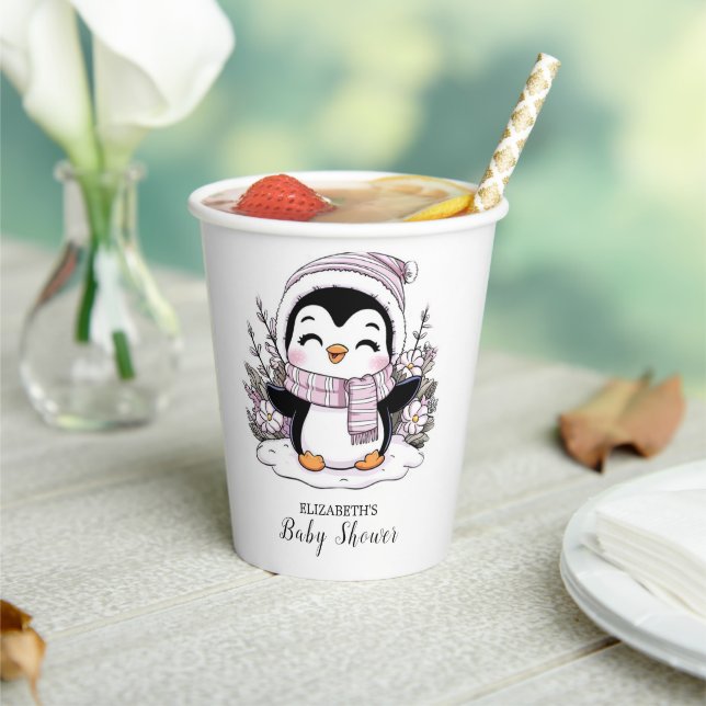 Kinder Snow Penguin Babydusche Pappbecher (In Situ)