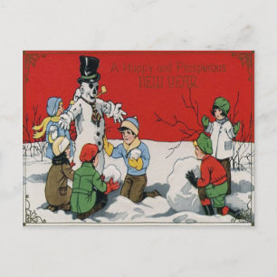 Kinder Snowman Winterschnee Postkarte