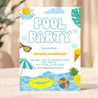 Kinder Sommer Spaß Pool Party Geburtstag Einladung