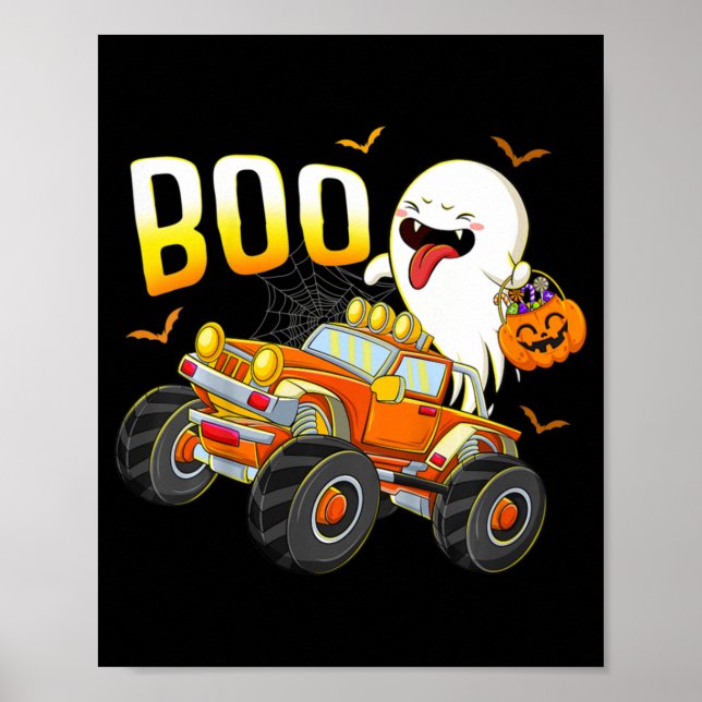 Kinder Spaß Boo Reiten Monster LKW Halloween Costu Poster (Vorne)