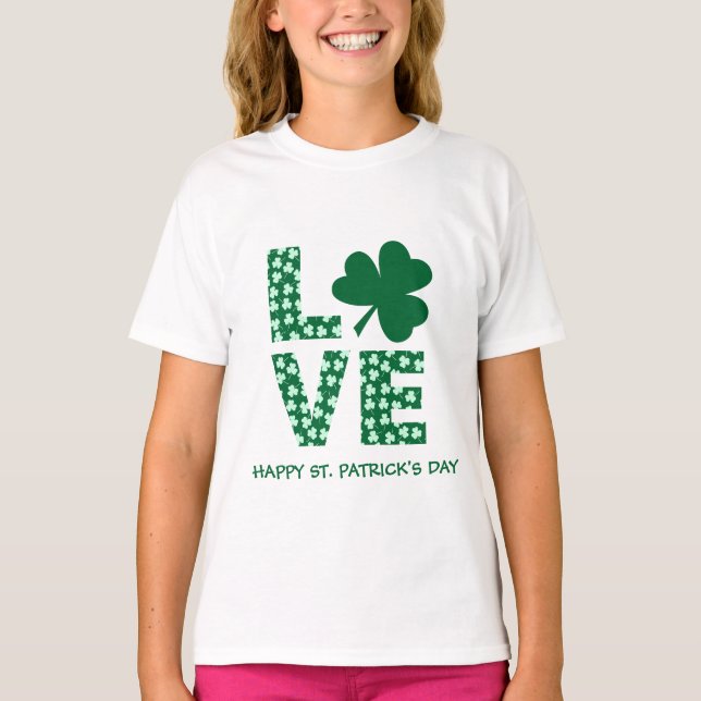 Kinder Spaß Kleeblatt Liebe Irish St. Patrick's Da T-Shirt (Vorderseite)