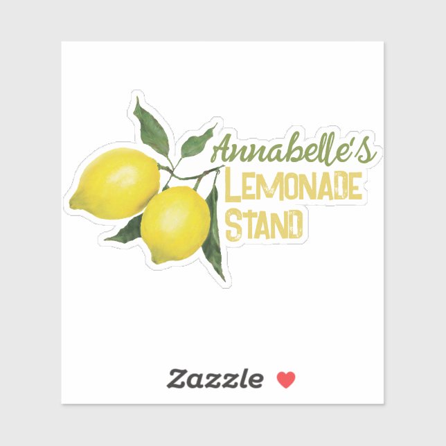 Kinder Spaß Personalisiert Name Lemonade Standlogo Aufkleber (Blatt)
