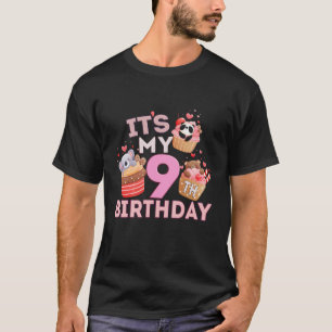 Kinder Spaß Süße Tier Cupcake sein 9. Geburtstag T-Shirt