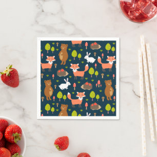 Kinder Spaß Waldtiere Bunny Rabbit Fox Bär Serviette