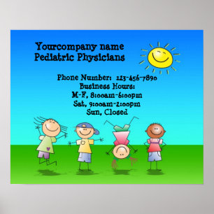 Kinder spielen draußen auf einem sonnigen Tageslie Poster