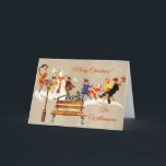 Kinder spielen Schnee Bezaubernde Art Déco Feiertagskarte<br><div class="desc">Vom Charm Design Studio - machen Sie einen Schritt zurück in die Zeit mit dieser Vintagen / Retro-reizvollen Urlaubsszene. Dieses hier - Kinderspiel im Schnee ist hauptsächlich eine Vintage Winterillustration von Volland Art Déco. Und Sie können sich mit Ihrem Familiennamen personalisieren - funktioniert gut mit einem Vor- und Nachnamen, wenn...</div>