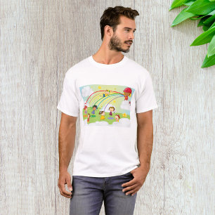Kinder spielen unter Feuerwehr-Regenbogendusche T-Shirt