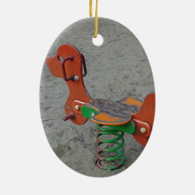 Kinder Spielplatz Orange Dog Tog in Sand Keramik Ornament (Hinten)