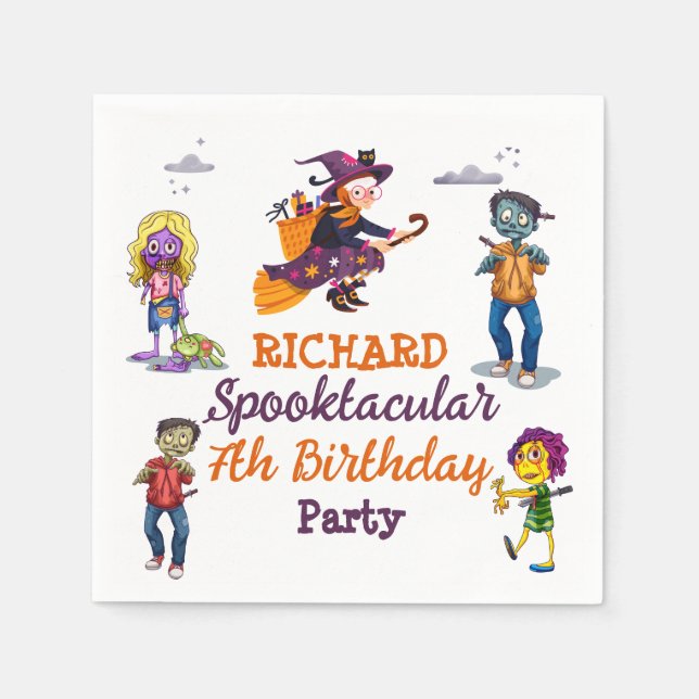 Kinder Spooky Halloween Kostüm Bir Paper Napkin Serviette (Vorderseite)