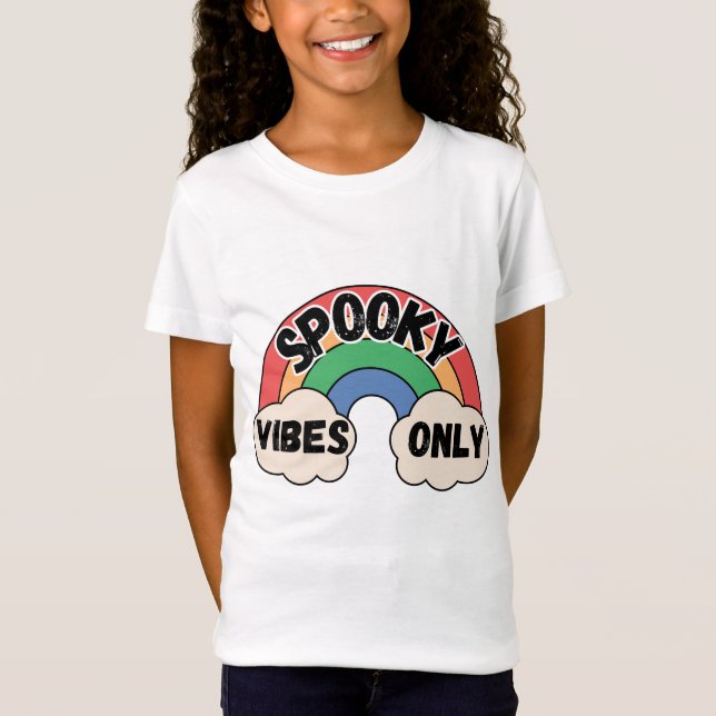 Kinder Spooky Vibes Regenbogen nur Kleinkind Hallo T-Shirt (Vorderseite)