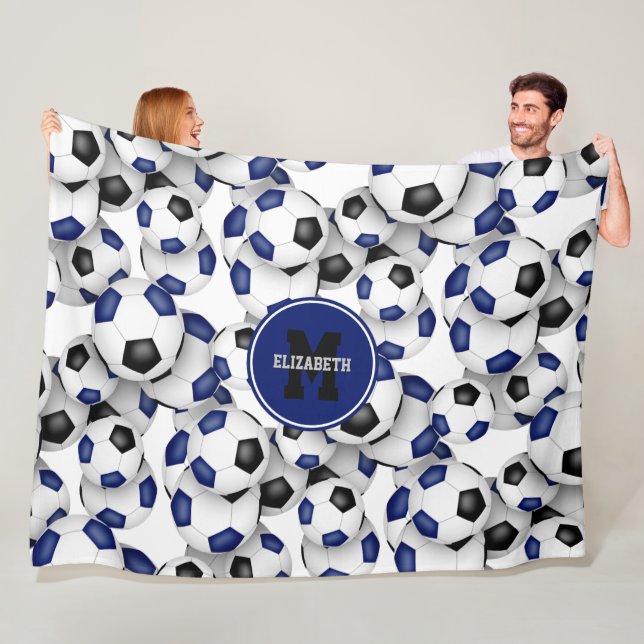 Kinder-Sportzimmer Blau Schwarze Fußballmannschaft Fleecedecke (Beispiel)