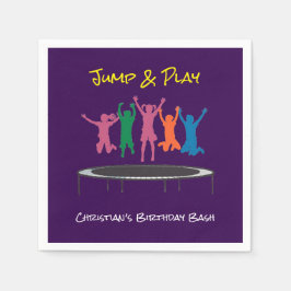 Kinder springen und spielen Trampolin Geburtstag B Serviette