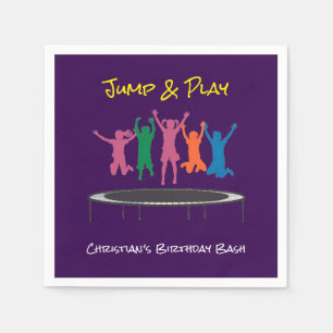 Kinder springen und spielen Trampolin Geburtstag B Serviette