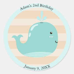Kinder spucken Wal unter dem Meer zum Geburtstag Runder Aufkleber