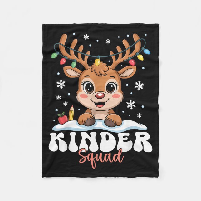 Kinder Squad Rentier Weihnachtsbeleuchtung Süßer W Fleecedecke (Vorderseite)