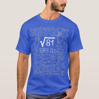 Kinder Square Root 81 Geburtstag Designs Geschenke T-Shirt