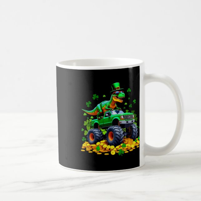 Kinder St. Patricks Day 2026 - Dinosaur reitender  Kaffeetasse (Rechts)