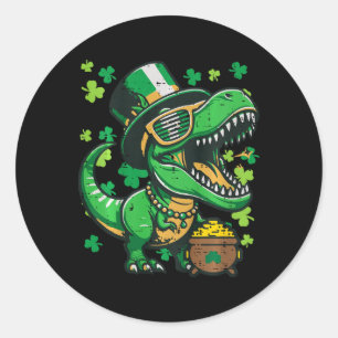 Kinder St. Patrick's Day Dinosaur Saint Pattys Tre Runder Aufkleber