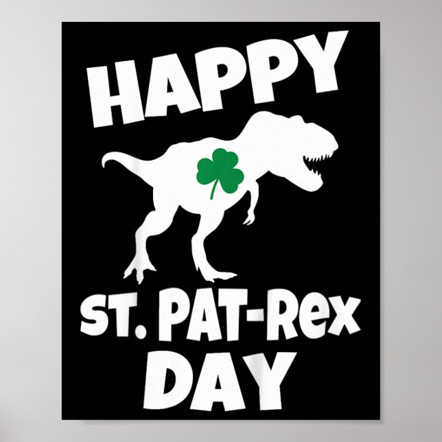 Kinder St. Patrick's Day Dinosaur T-Rex Lustiger K Poster (Vorne)