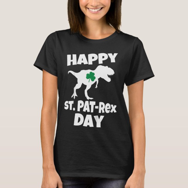 Kinder St. Patricks Day Dinosaurier T-Rex Lustiger T-Shirt (Vorderseite)