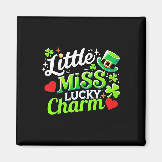 Kinder St. Patricks Day Mädchen Kleinkind Shamrock Magnet (Vorne)