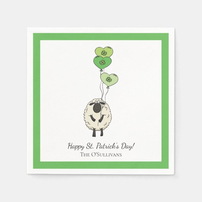 Kinder St. Patrick's Day Schafe & Kleeblatt Serviette (Vorderseite)
