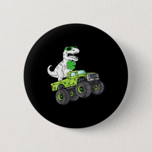 Kinder St Patricks Day T Rex fährt Monstertruck Di Button