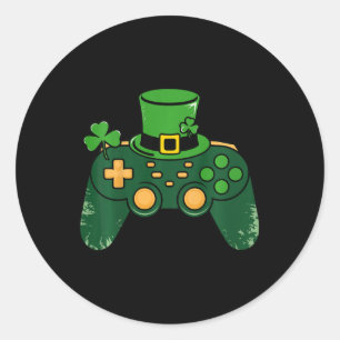 Kinder St. Patricks Tag Gamer Gaming Controller Ne Runder Aufkleber