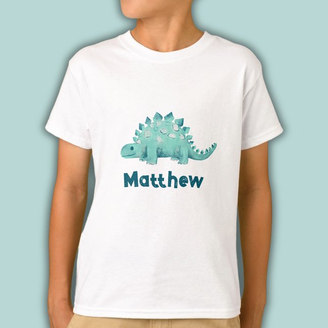 Kinder Stegosaurus Name T-Shirt (Stegosaurus dinosaur personalized t-shirt)
