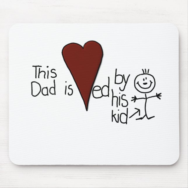 Kinder Strichmännchen Herz Vater Mousepad (Vorne)