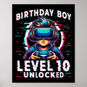 Kinder Stufe 10 Entsperrter 10 Jahre alter Geburts Poster