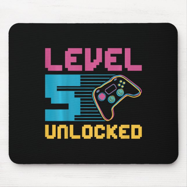 Kinder Stufe 5 Entsperrtes Gaming Geburtstag Mousepad (Vorne)