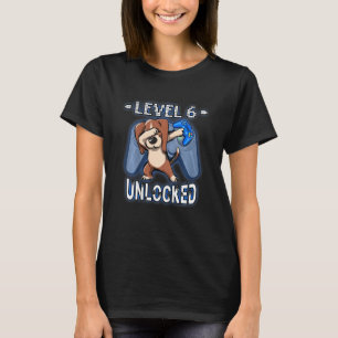 Kinder Stufe 6 Entsperrter Beagle Gamer 6th Bir T-Shirt