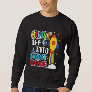 Kinder stürzen sich in den ersten Schulgang - Schu Sweatshirt