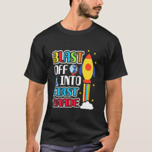 Kinder stürzen sich in den ersten Schulgang - Schu T-Shirt