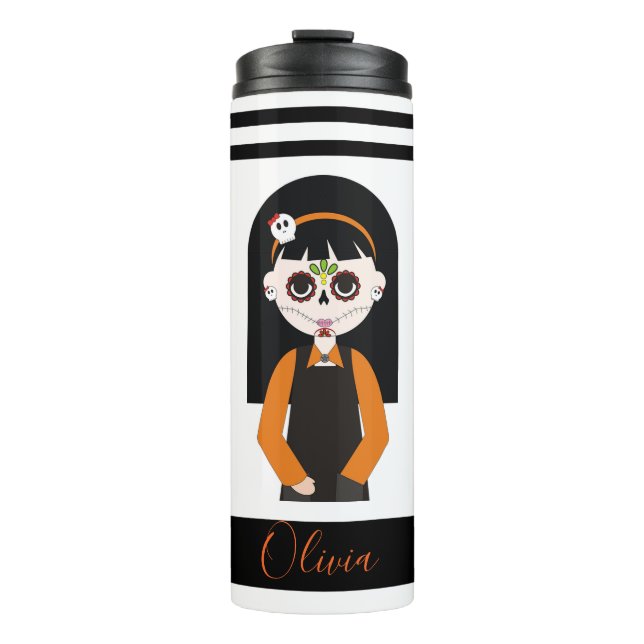 Kinder Sugar Skull Girl Thermosbecher (Vorderseite)