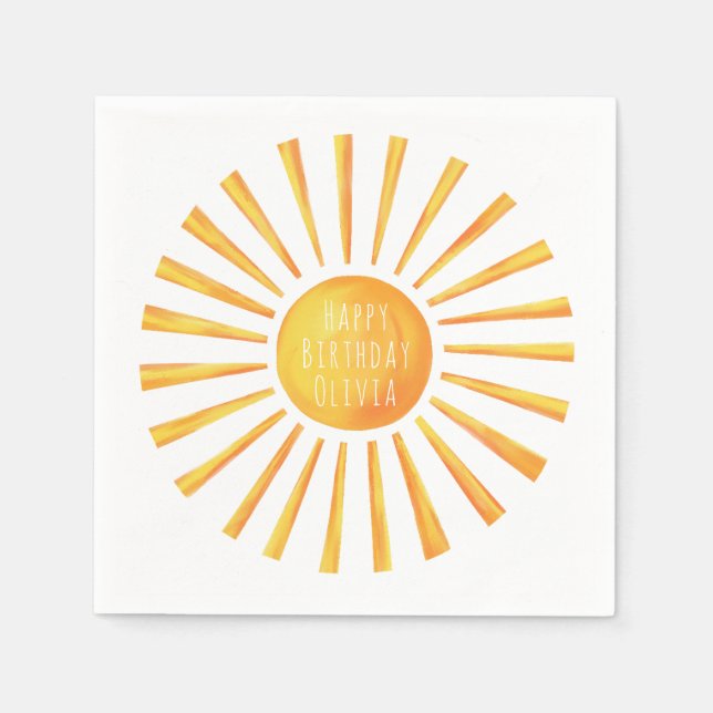 Kinder Sunshine Happy Birthday Serviette (Vorderseite)