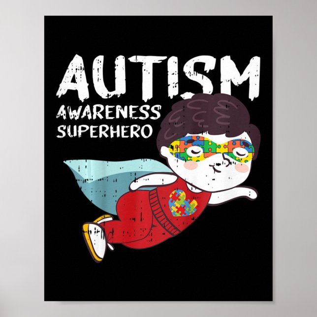 Kinder Superhero Kinderautismus Aufklärungsgeschen Poster (Vorne)