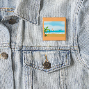 Kinder surfen auf einem tropischen Strand, Spaß im Button
