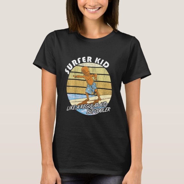 Kinder Surfer Kind, Vintag Surfbrett T-Shirt (Vorderseite)