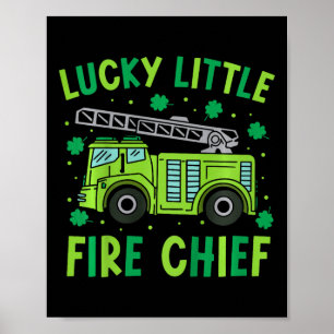 Kinder süß lustig grüner Feuerwehrwagen Kinder St. Poster