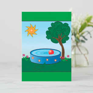 Kinder-Szene am Pool im Hinterhof mit Sonnenschatt Einladung